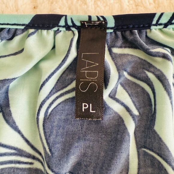 Lapis Women’s PL 3/4 Length Fluff Sleeve Green/Blue Blouse Dainty Colorful - Picture 3 of 9